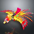 Vibrant Phoenix Creature With Red Seat For Character Riding Decorative Details