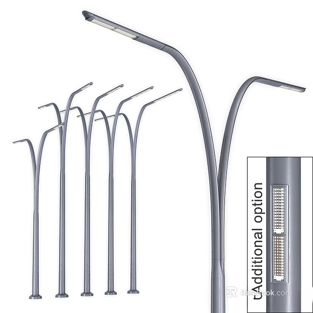 Outdoor Lights With Curved Poles And Multiple Design Options For Exterior Use 3d model 