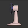 Stylish Electric Fan Featuring Blue Blades Pink Base Protective Grille And Control Buttons