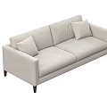 Light Beige Modern Fabric Two Seater Sofa With Soft Cushions And Dark Legs