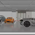 Top View Of Car Parking Lot With Vehicles In Spaces And Reverse Parking Radar Assistance