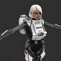 Futuristic Sci Fi Game Character With Blonde Hair NYPD Tech Suit And Backpack Equipment