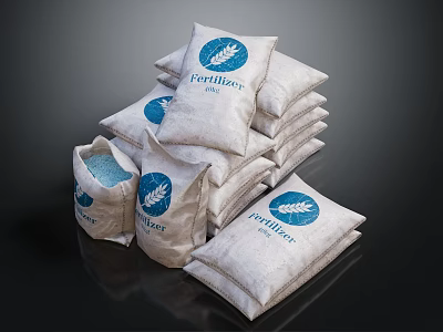 White Laundry Detergent Bags With Blue Logo And Open Pouch Showing Blue Granules 3d model