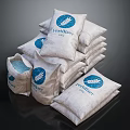 White Laundry Detergent Bags With Blue Logo And Open Pouch Showing Blue Granules