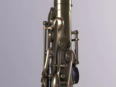 Elegant Brass Saxophone Musical Instrument Featuring Shiny Metal Body And Detailed Key Design 3d model
