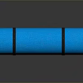 Blue Rolled Yoga Mat With Brown Straps For Exercise And Fitness