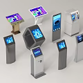 Public Facility Self Service Kiosks With Interactive Touchscreen Displays And Various Designs 3d model
