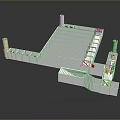 White Industrial Structure With Support Pillars Red Markers And Rectangular Design