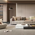 Modern Elegant Living Room Interior With Beige Sofa Coffee Table And Area Rug