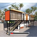 Modern Container Building Container Store Container Cafe Container Store Public Building Small Building Post Building 3d model