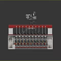 Industrial Multi Arm Manufacturing Machinery With Red White Frame And Automated Units