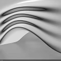 White Wavy Building Facade with Modern Design and Human Figure for Impressive Architectural Scale