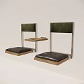 Modern Public Chair With Green Upholstered Backrest Black Padded Seat Metal Frame Wooden Base