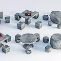 Stone Table And Chair Sets With Various Shapes For Modern Home Decor 3d model