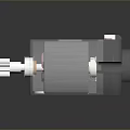 Small Electric Motor with Metal Casing Mounting Brackets and Rotating Shaft