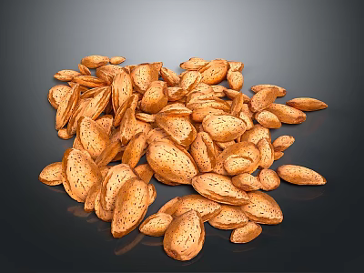 Pile of Brown Whole Almonds with Natural Texture and Nutty Look 3d model