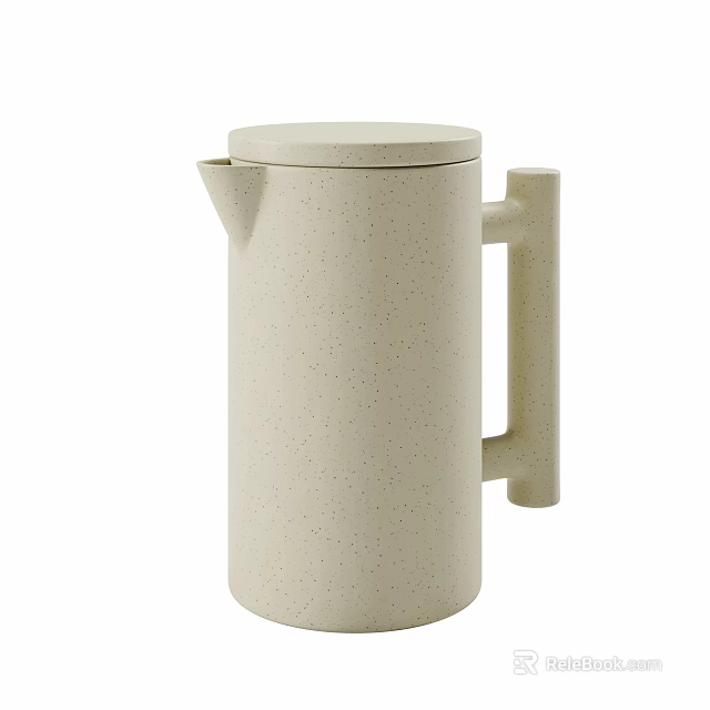Cream Colored Electric Kettle With Speckled Texture And Sleek Cylindrical Design For Daily Use 3d model 