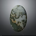 Natural Wood Stone Decorative Item Featuring Oval Form And Colorful Patterns In White Green Orange