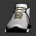 White High Top Basketball Sneakers With Brown Laces Mesh Design Black Sole Yellow Accents