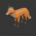 Low Poly Orange Fox Game Character With Gray Ears Legs And Tail 3d model