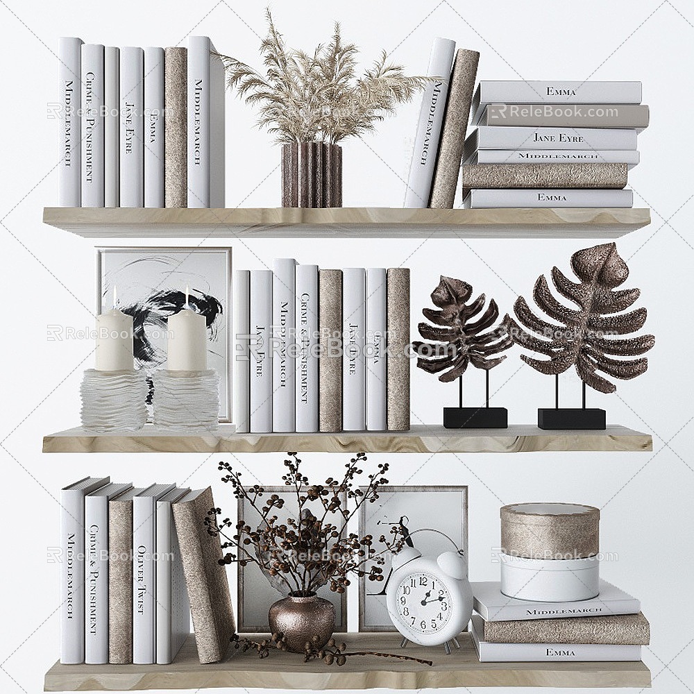 Simple bookcase decorative ornaments combination model