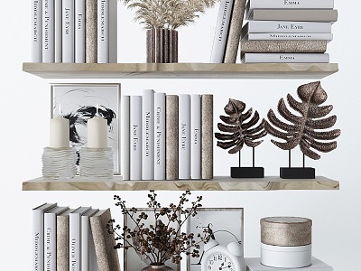 Simple bookcase decorative ornaments combination model