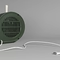 Green Round Public Facility Fan With Metal Stand And Grille Design