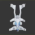 Futuristic White Aerial Vehicle Concept With Blue Transparent Cockpit And Streamlined Design
