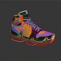 Stylish High Top Sneakers With Purple Yellow Colorful Design And Transparent Sole
