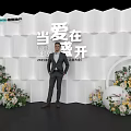 Photo Check In Spot With White Geometric Wall Floral Decor For Love Blooms Real Estate Event
