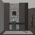 Elegant Modern Entryway Console Table And Side Cabinet With Marble Top Decorative Artwork And Sculpture