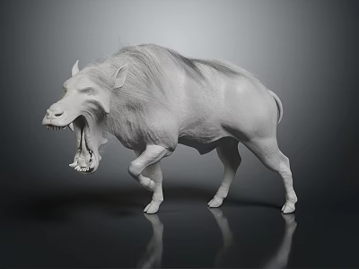 Realistic Reptile Sculpture Displaying Open Mouth And Raised Legs On Gray Surface 3d model