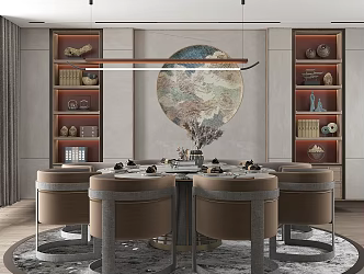 New Chinese Restaurant Dining Table Chair 3d model