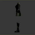 Stylish Black Long Sleeve Dress With Golden Trim And Matching Boots