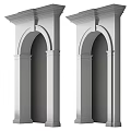 Architectural Components Featuring White Arched Structure And Decorative Columns