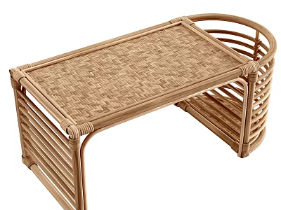 Natural Rattan Woven Side Table With Simple Design 3d model