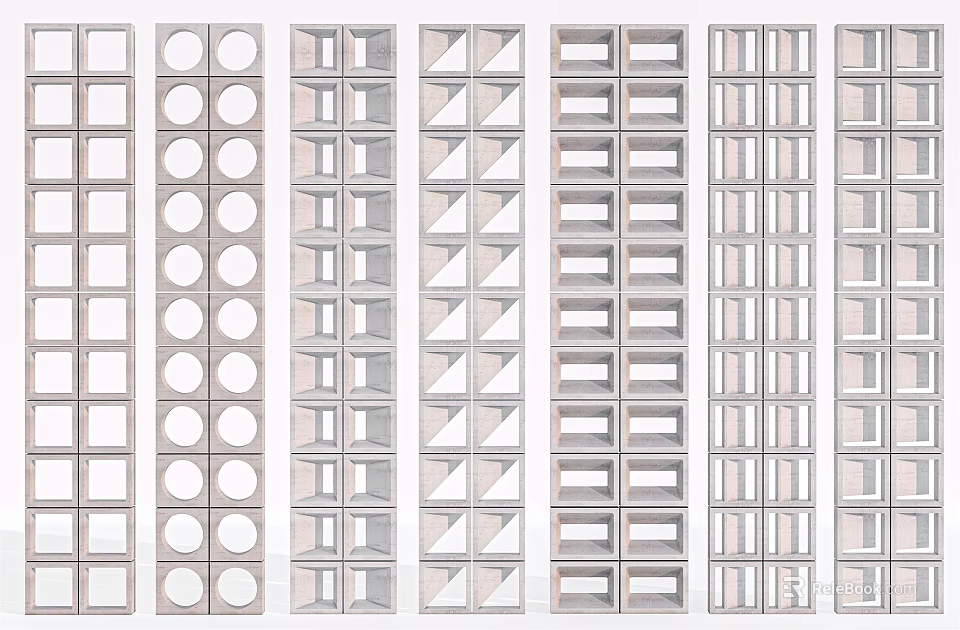 Modern Partition Designs With Circular Square Triangular Patterns And Metal Frames 3d model