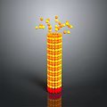 3D Stacked Spheres Structure With Yellow Red Balls And Upward Burst Effect