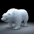 Ferocious Blue Fur Bear 3D Model with Sharp Teeth Standing on Dark Gray Background 3d model