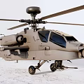 Military Attack Helicopter With Rotor Cockpit And Weapon Mounts 3d model