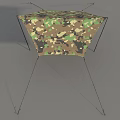 Camouflage Pattern Outdoor Camping Tent With Support Poles And Triangle Design 3d model