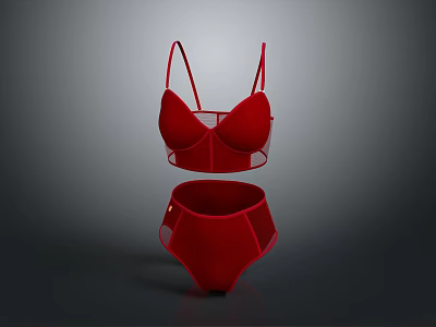 Red Women's Lingerie Set With Bra And Underwear Stylish Design 3d model