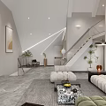 Modern Living Room With Tall Bookshelves And Cozy Sofas