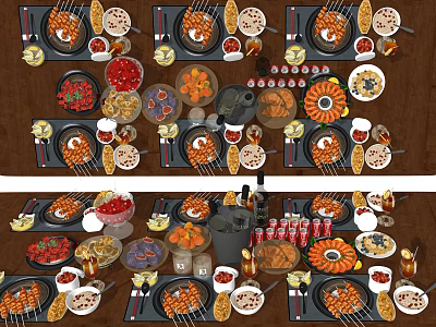 Modern Kitchen Gourmet Food Restaurant Gourmet Fruit Beverage Drinks 3d model