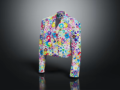 Vibrant Floral Pattern Jacket With Colorful Flower Prints And Modern Style 3d model