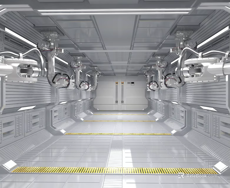 Modern Open Kitchen Interior Design With Island Counter And Cabinets 3d model