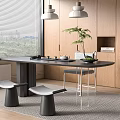 Minimalist Modern Tea Table and Chair Tea Table Tea Table Long Table Desk and Chair 3d model