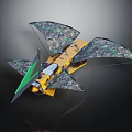 Camouflage Winged Flying Drone With Yellow Body And Aerodynamic Structure