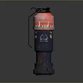 Red Blue Cylindrical Hand Grenade With Black Handle Safety Pin And Detailed Design