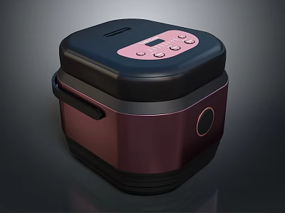Modern Electric Rice Cooker With Digital Control Panel And Burgundy Finish 3d model